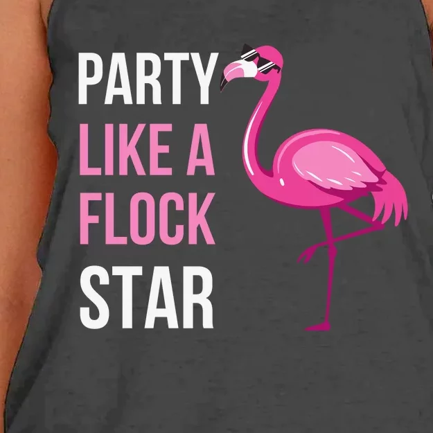 Party Like A Flock Star Pink Flamingo Women's Knotted Racerback Tank