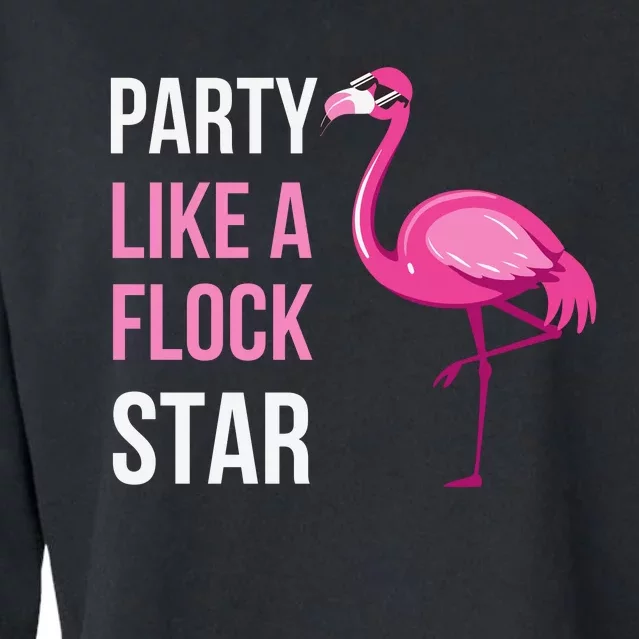 Party Like A Flock Star Pink Flamingo Cropped Pullover Crew