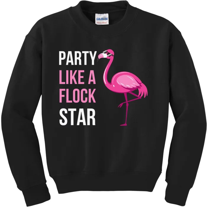 Party Like A Flock Star Pink Flamingo Kids Sweatshirt