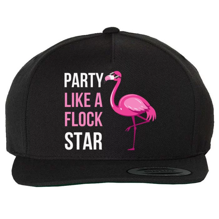 Party Like A Flock Star Pink Flamingo Wool Snapback Cap