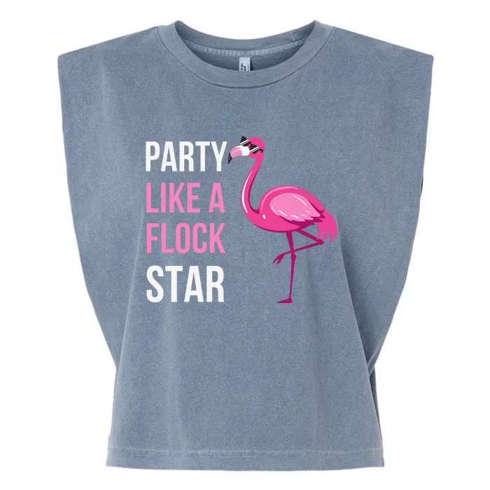 Party Like A Flock Star Pink Flamingo Garment-Dyed Women's Muscle Tee