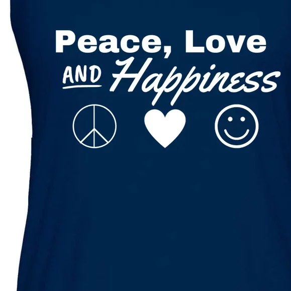 Peace Love And Happiness Smiley Ladies Essential Flowy Tank