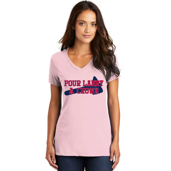 POUR LARRY A CROWN Home Run Celebration Funny Women's V-Neck T-Shirt