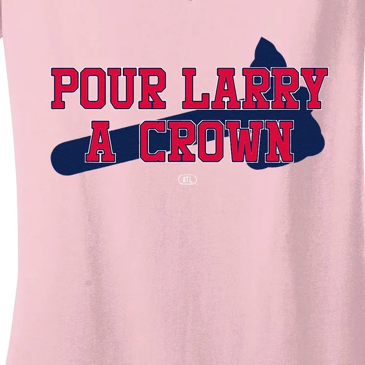 POUR LARRY A CROWN Home Run Celebration Funny Women's V-Neck T-Shirt