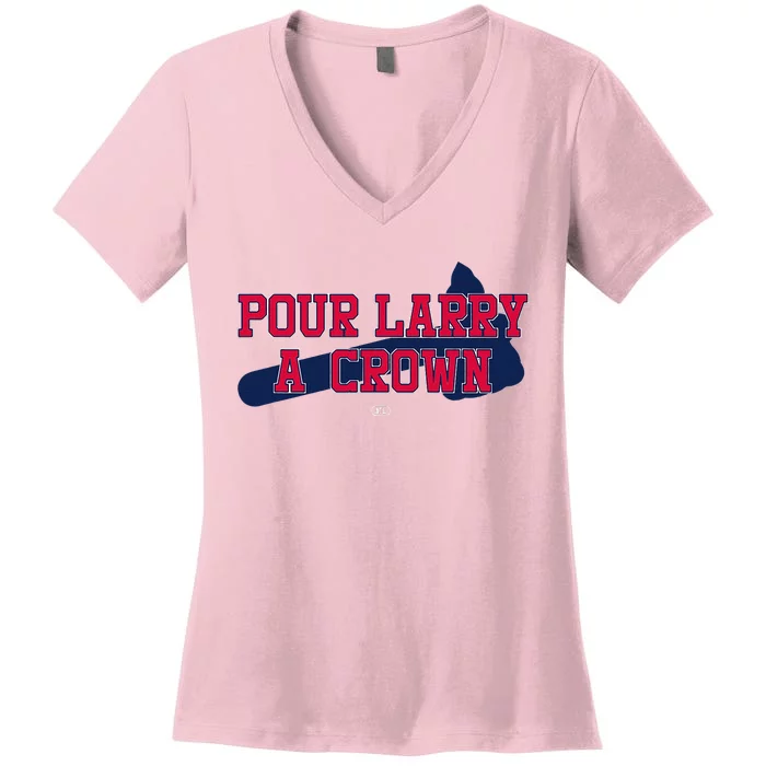 POUR LARRY A CROWN Home Run Celebration Funny Women's V-Neck T-Shirt