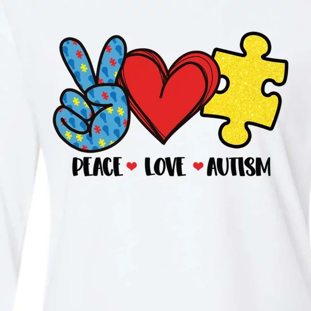 Peace Love And Autism Special Needs Warrior Puzzle Piece Gift Womens Cotton Relaxed Long Sleeve T-Shirt