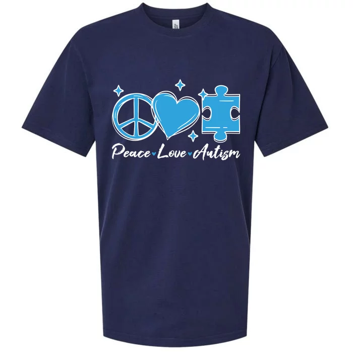 Peace Love Autism Gift Autism Awareness Quote Proud Autistic Gift Sueded Cloud Jersey T-Shirt