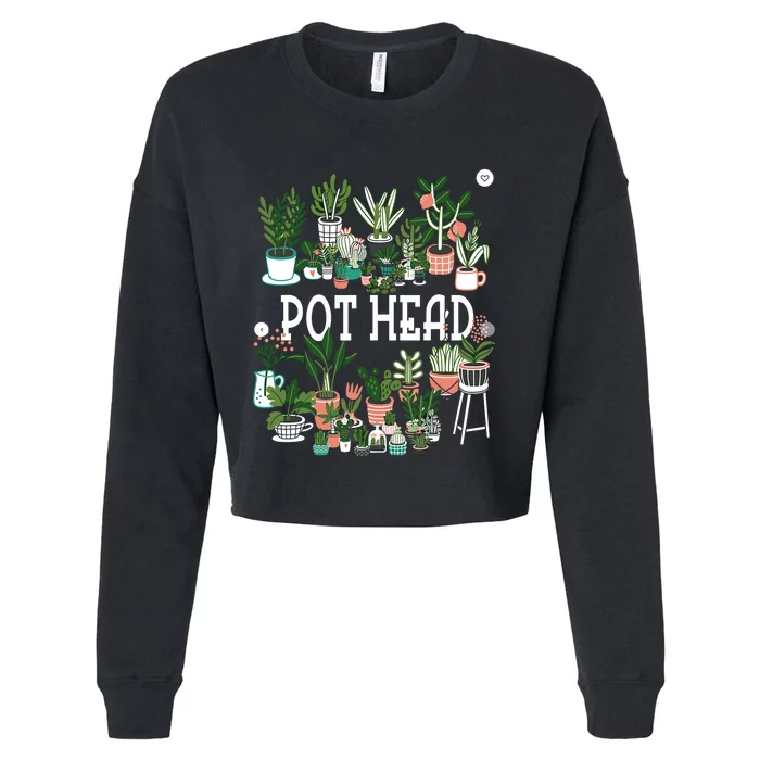 Plant Lover And Gardener Pot Head Succulent Cropped Pullover Crew