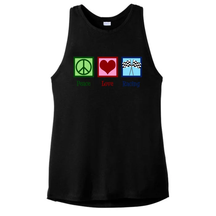 Peace Love Auto Racing Gift Ladies Tri-Blend Wicking Tank