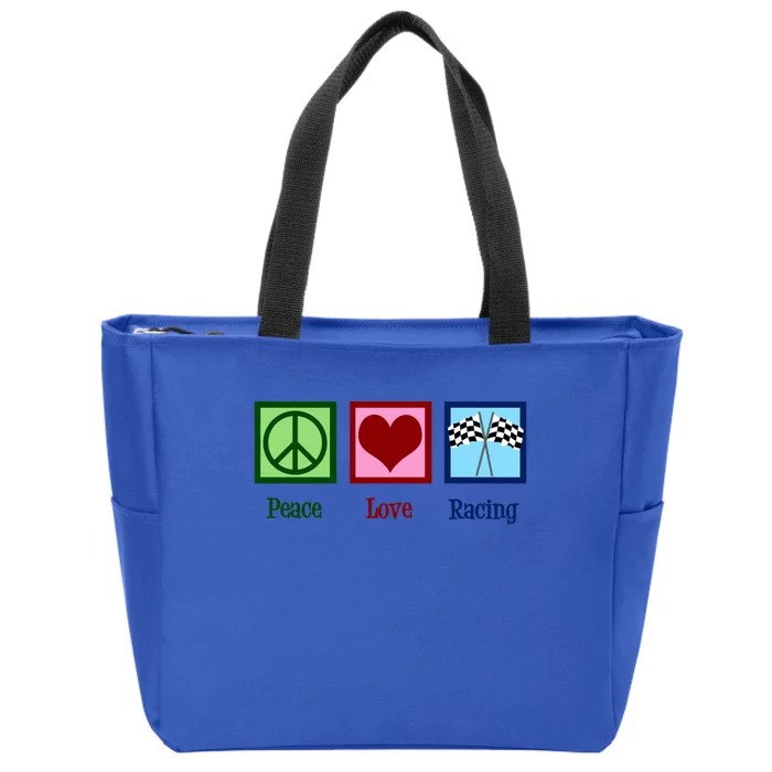 Peace Love Auto Racing Gift Zip Tote Bag