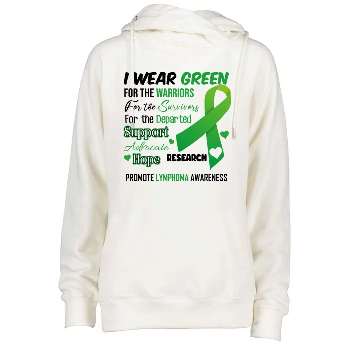 Promote Lymphoma Awareness Wear Green Womens Funnel Neck Pullover Hood