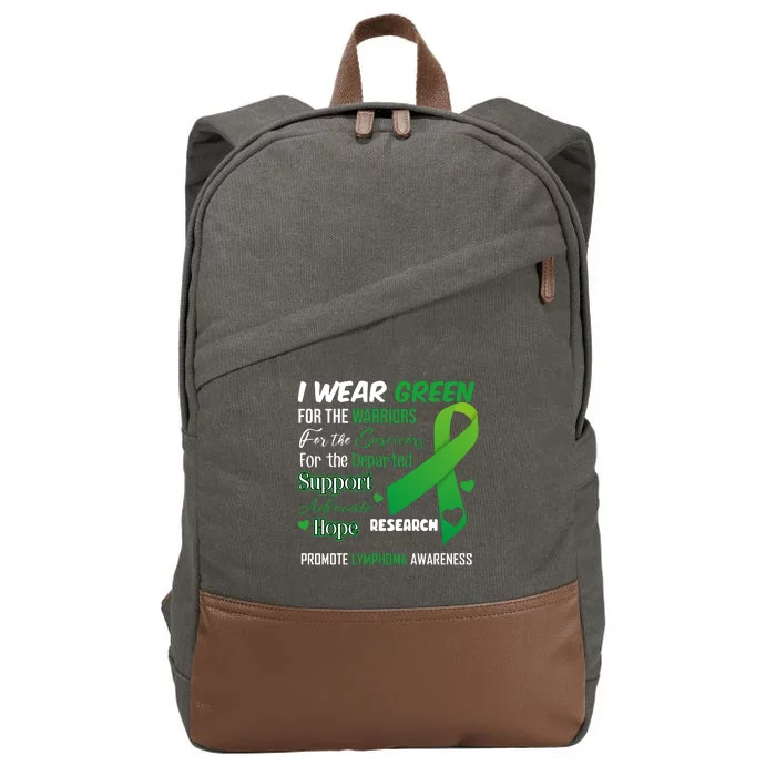 Promote Lymphoma Awareness Wear Green Cotton Canvas Backpack