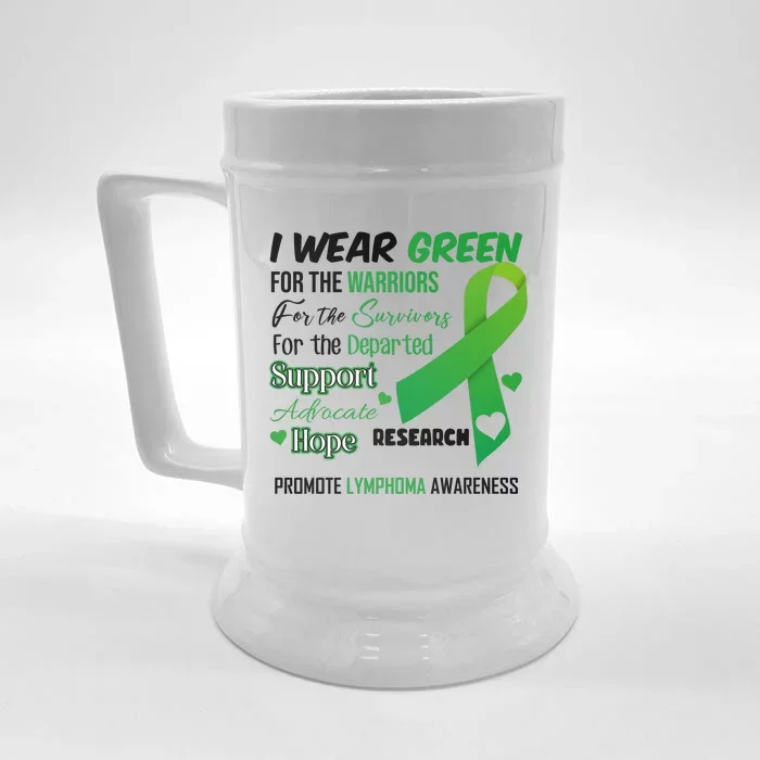 Promote Lymphoma Awareness Wear Green Front & Back Beer Stein