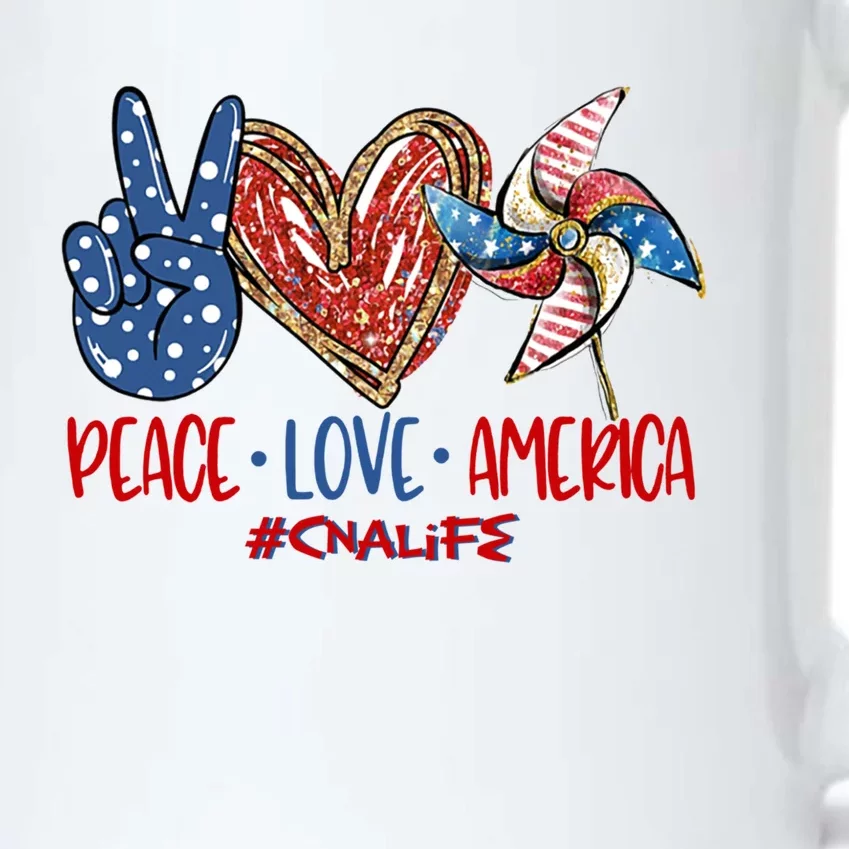 Peace Love America Cna Life Meaningful Gift Black Color Changing Mug