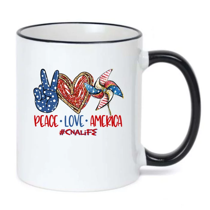 Peace Love America Cna Life Meaningful Gift Black Color Changing Mug