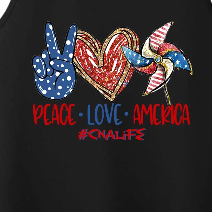 Peace Love America Cna Life Meaningful Gift Performance Tank