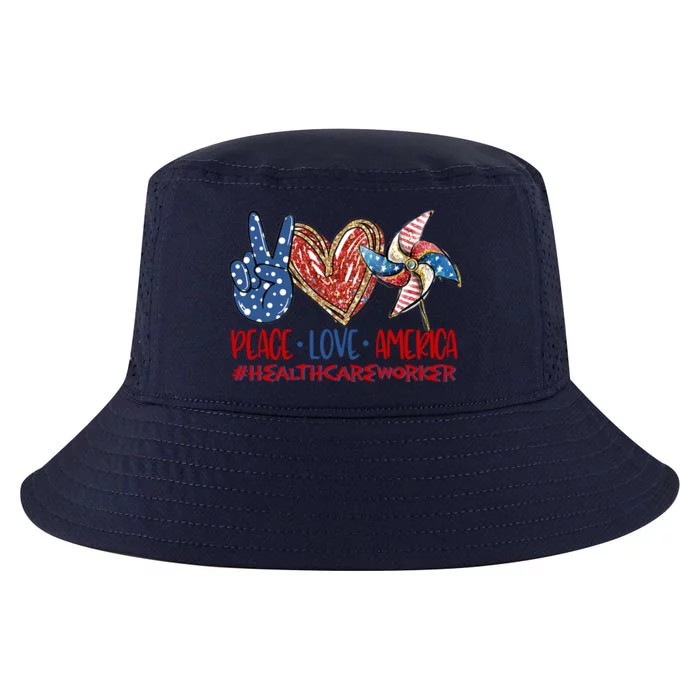 Peace Love America Healthcare Worker Gift Cool Comfort Performance Bucket Hat