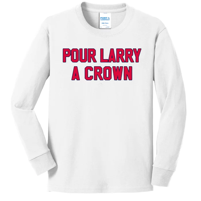 POUR LARRY A CROWN Funny Home Run Celebration Kids Long Sleeve Shirt