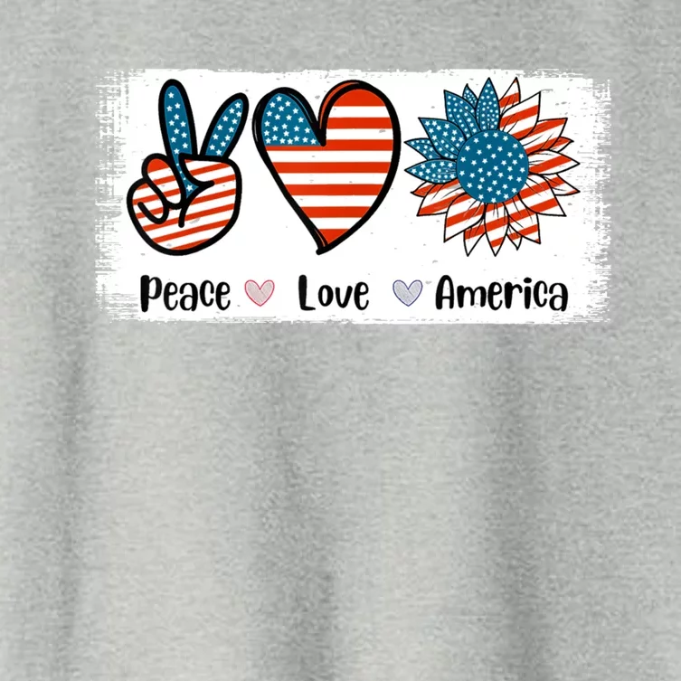 Peace Loves America Us Flag Fourth 4th Of July Patriot Gift Women's Crop Top Tee