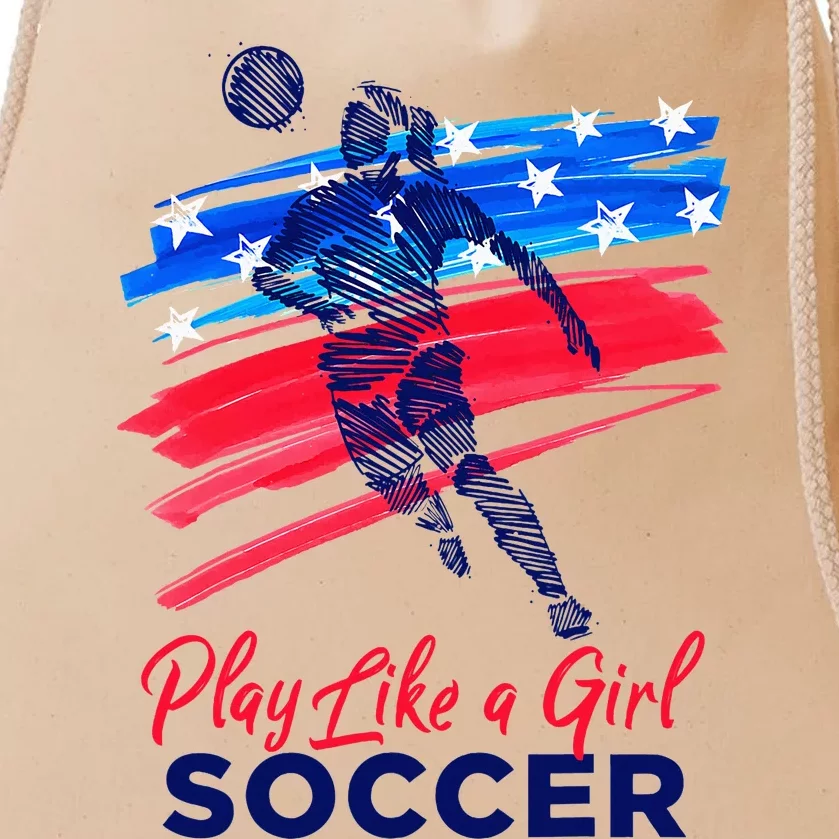 Play Like A Girl Soccer Sport Football Drawstring Bag