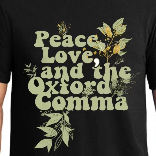 Peace Love And The OxFord English Comma Grammar Humor Pajama Set