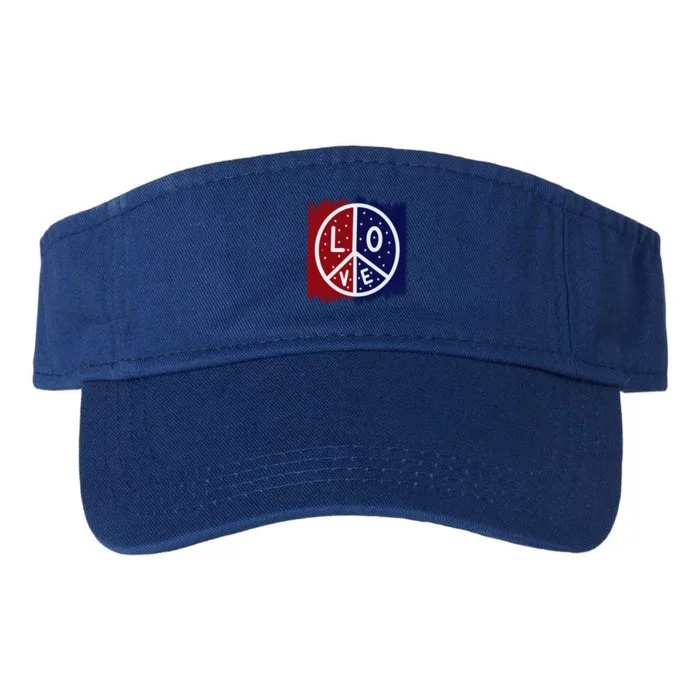 Peace Love America Peace Sign Usa Flag Gift Valucap Bio-Washed Visor