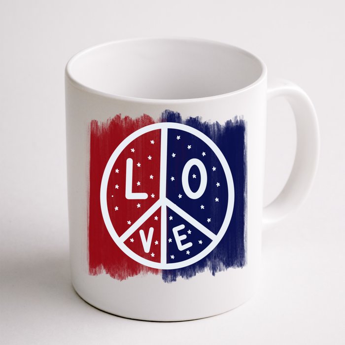 Peace Love America Peace Sign Usa Flag Gift Front & Back Coffee Mug