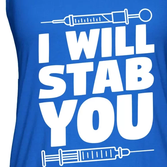 Phlebotomy Lab Assistant Funny Gift I Will Stab You Funny Gift Phlebotomist Cute Ladies Essential Flowy Tank