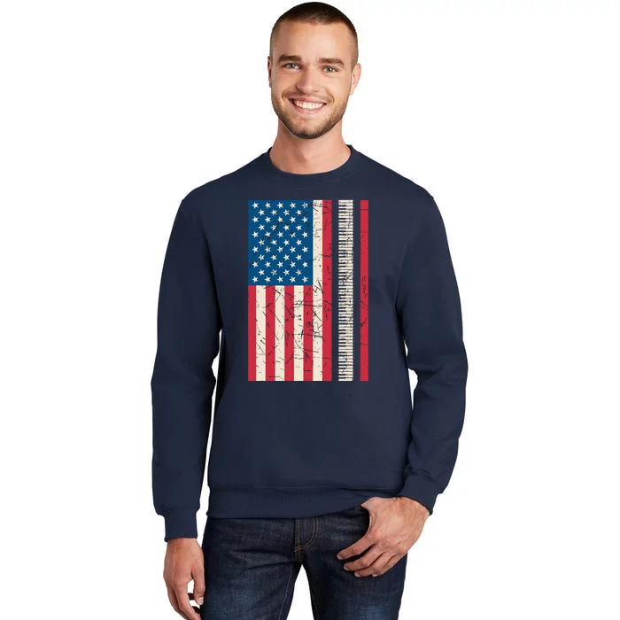 Piano Lover American Flag Patriotic Players Pianist Gift Sweatshirt