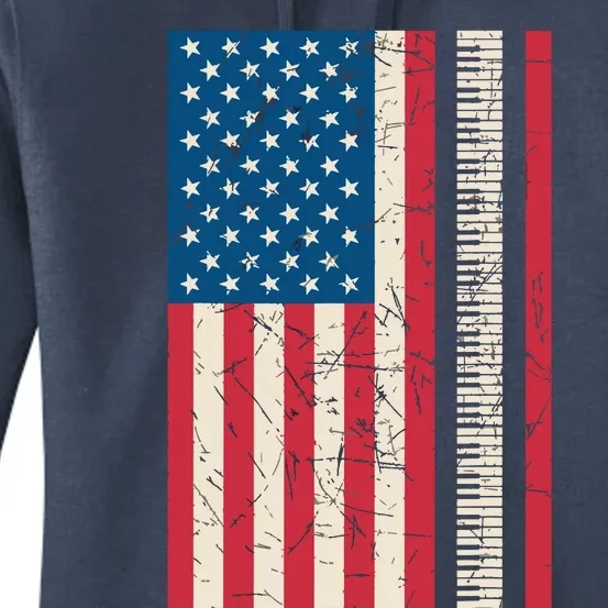 Piano Lover American Flag Patriotic Players Pianist Gift Women's Pullover Hoodie