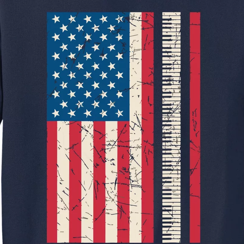 Piano Lover American Flag Patriotic Players Pianist Gift Tall Sweatshirt