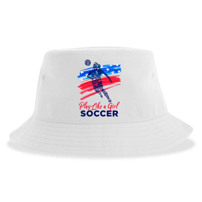 Play Like A Girl Soccer Sport Football Sustainable Bucket Hat