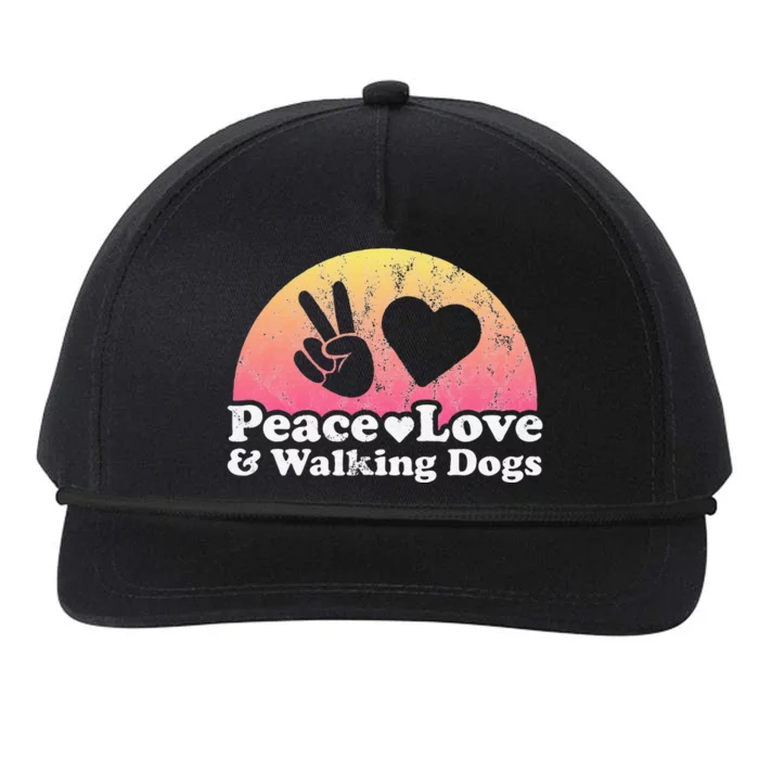 Peace Love and Walking Dogs Dog Walking Snapback Five-Panel Rope Hat