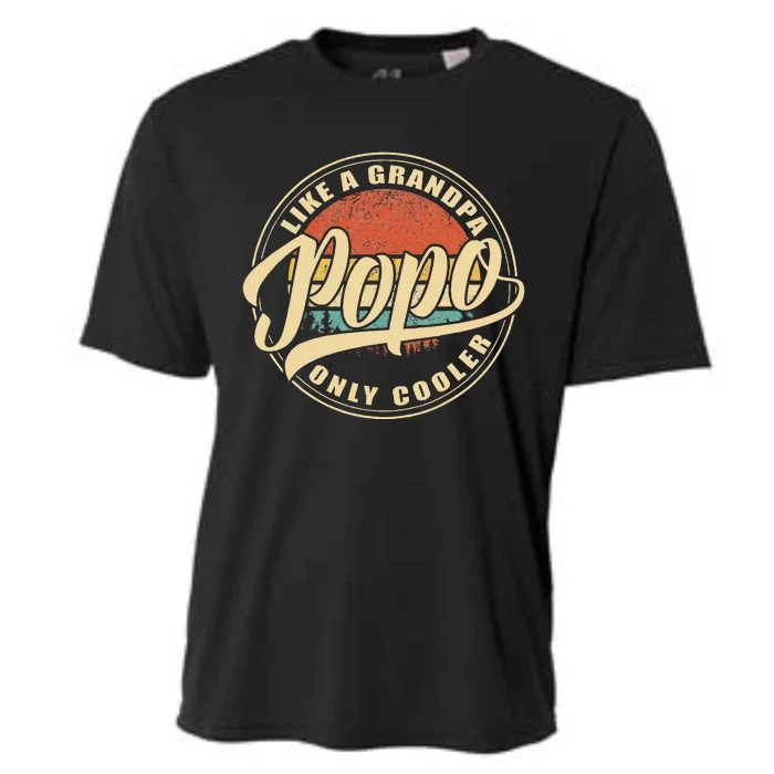 Popo Like A Grandpa Only Cooler Funny Vintage Retro Dad Papa Cooling Performance Crew T-Shirt