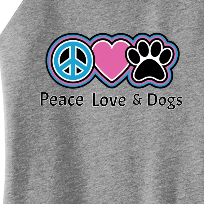 Peace Love And Dogs Great Gift Peace Sign Heart Paw Gift Women’s Perfect Tri Rocker Tank