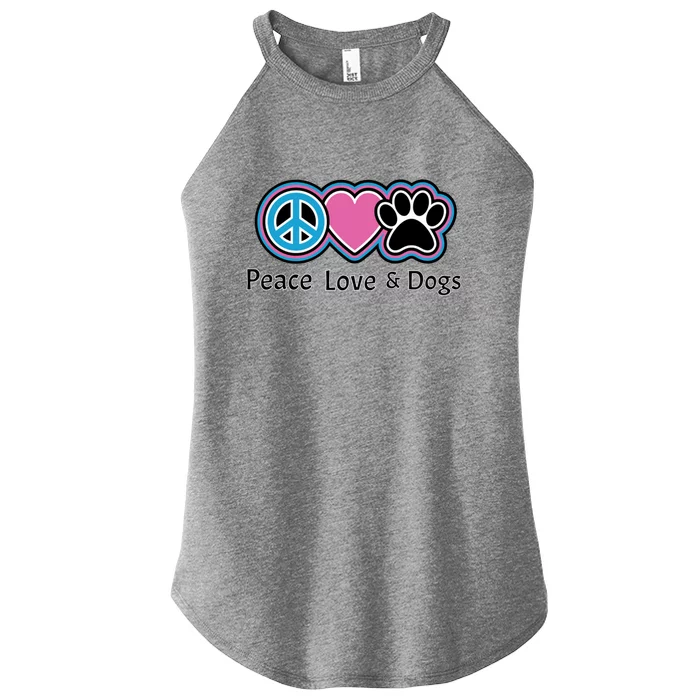 Peace Love And Dogs Great Gift Peace Sign Heart Paw Gift Women’s Perfect Tri Rocker Tank