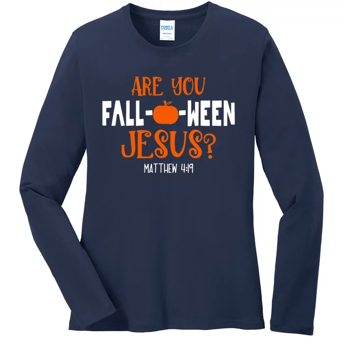 Pumpkin Lover Are You FallOWeen Jesus Halloween Costume Ladies Long Sleeve Shirt