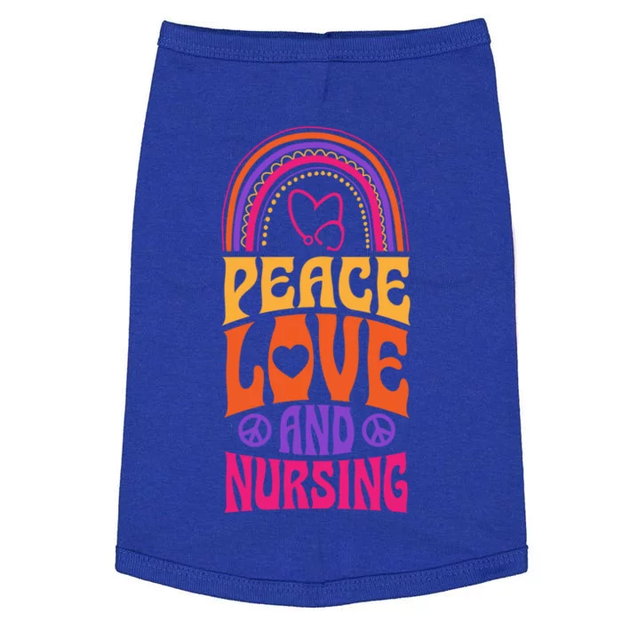 Peace Love And Nursing Bohemian Rainbow Psychedelic Hippie Gift Doggie Tank