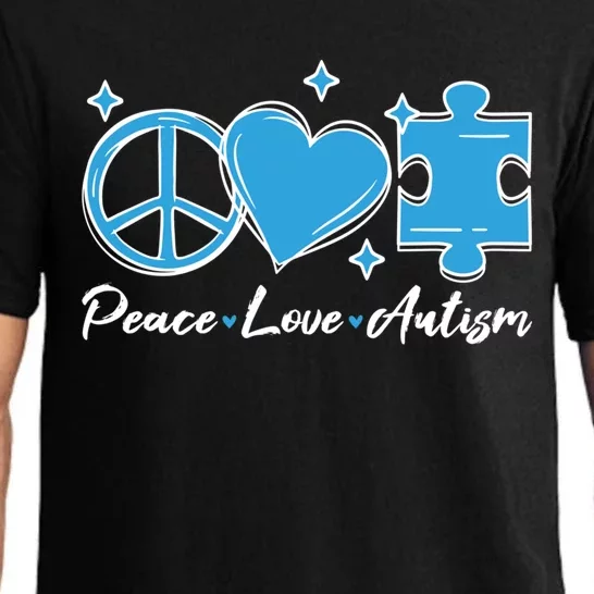 Peace Love Autism Gift Autism Awareness Quote Proud Autistic Gift Pajama Set