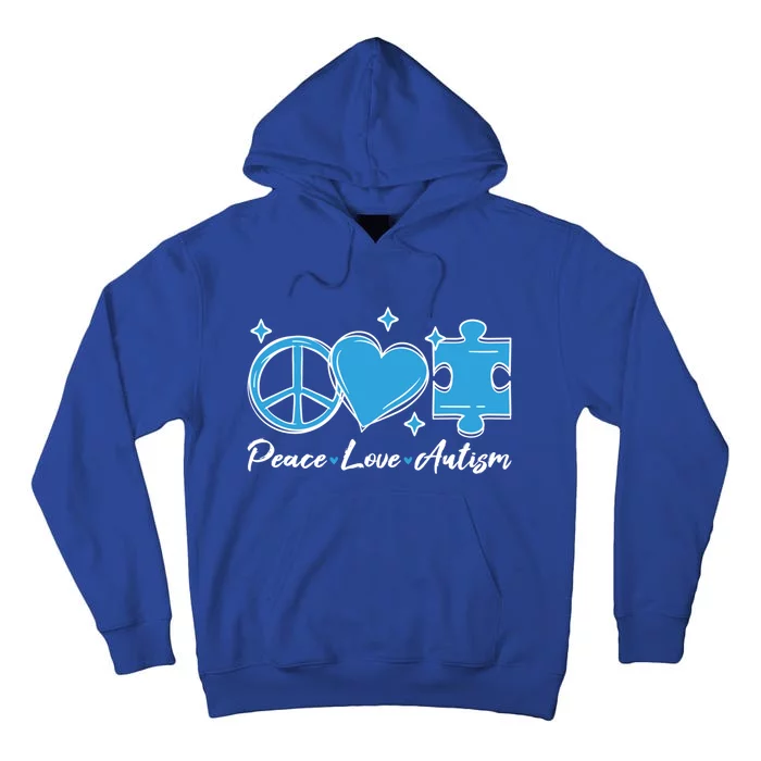 Peace Love Autism Gift Autism Awareness Quote Proud Autistic Gift Tall Hoodie