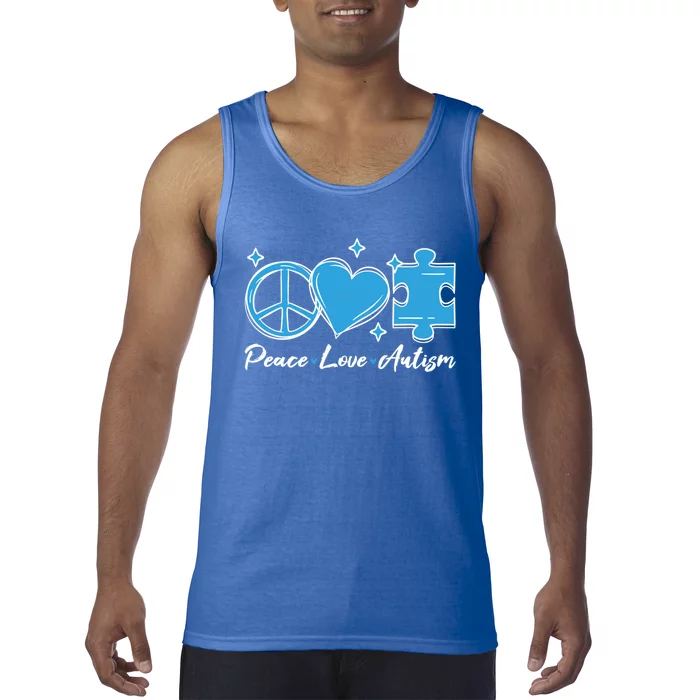 Peace Love Autism Gift Autism Awareness Quote Proud Autistic Gift Tank Top