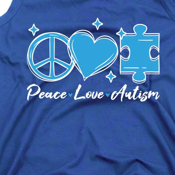 Peace Love Autism Gift Autism Awareness Quote Proud Autistic Gift Tank Top