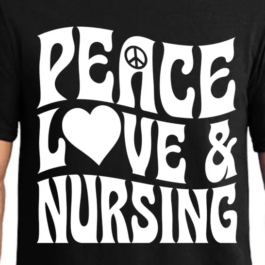 Peace Love And Nursing Heart Psychedelic Hippie Peace Symbol Great Gift Pajama Set