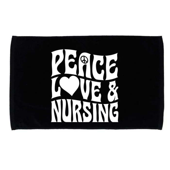 Peace Love And Nursing Heart Psychedelic Hippie Peace Symbol Great Gift Microfiber Hand Towel