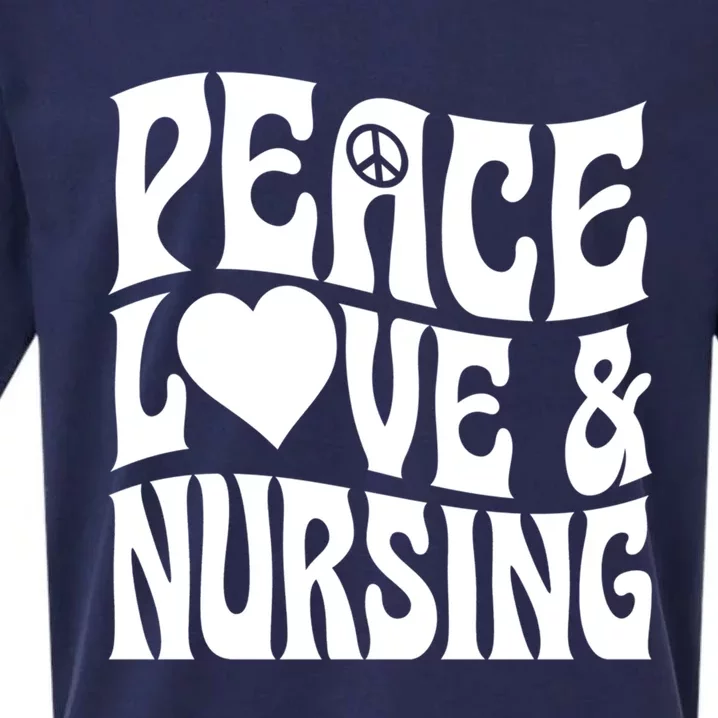 Peace Love And Nursing Heart Psychedelic Hippie Peace Symbol Great Gift Sueded Cloud Jersey T-Shirt