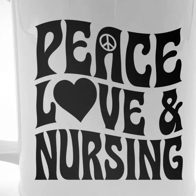 Peace Love And Nursing Heart Psychedelic Hippie Peace Symbol Great Gift Front & Back Beer Stein