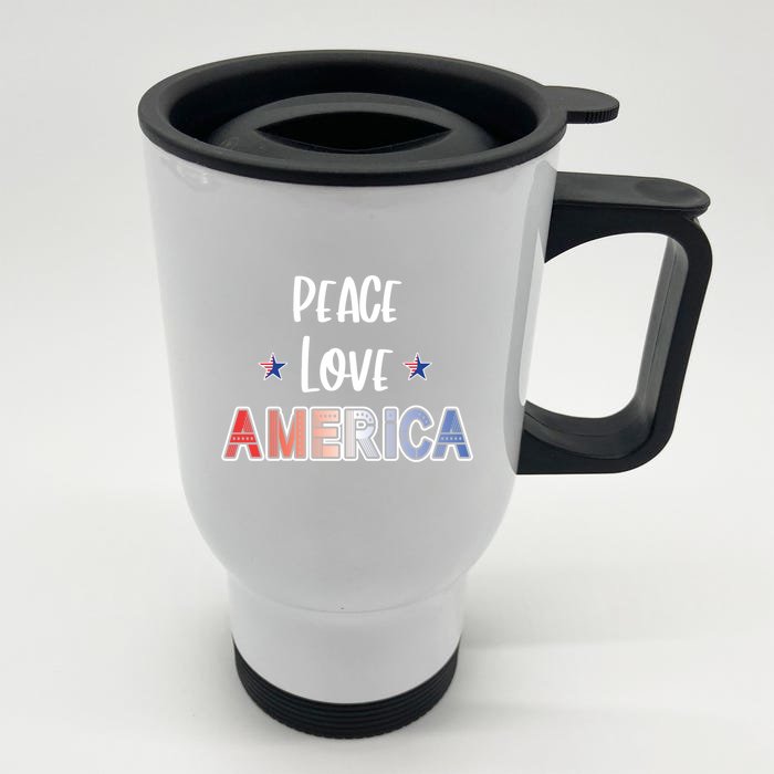 Peace Love America Red White Blue Patriot Gift Front & Back Stainless Steel Travel Mug