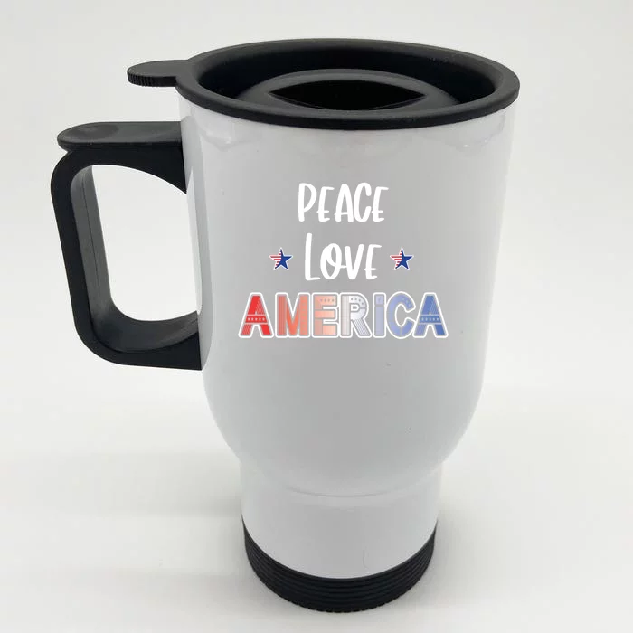 Peace Love America Red White Blue Patriot Gift Front & Back Stainless Steel Travel Mug