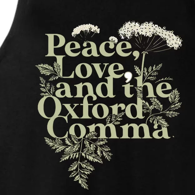 Peace Love And The OxFord English Comma Grammar Humor Ladies Tri-Blend Wicking Tank