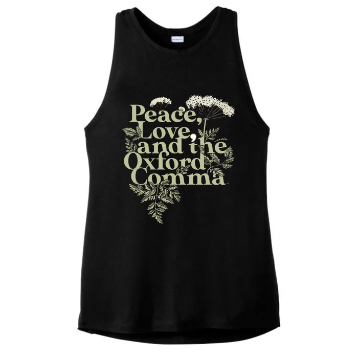 Peace Love And The OxFord English Comma Grammar Humor Ladies Tri-Blend Wicking Tank